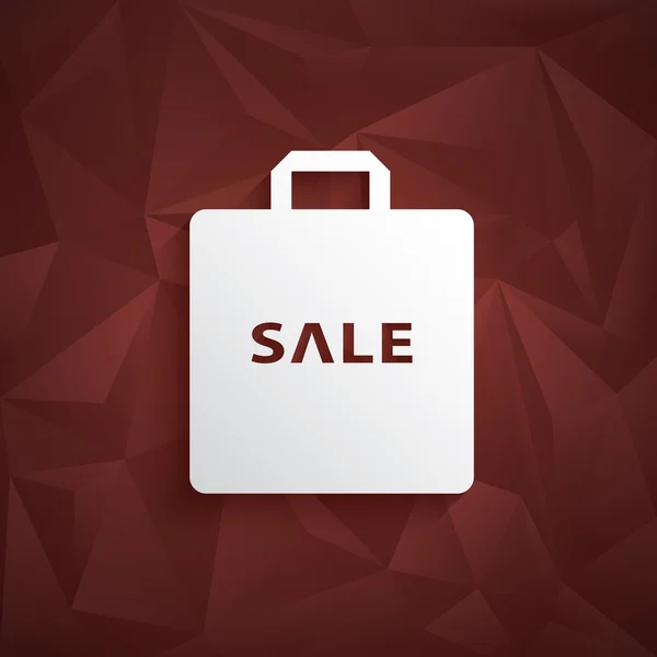 Sale poster template. Low poly vector background. 3d shopping bag icon. — ストックベクタ