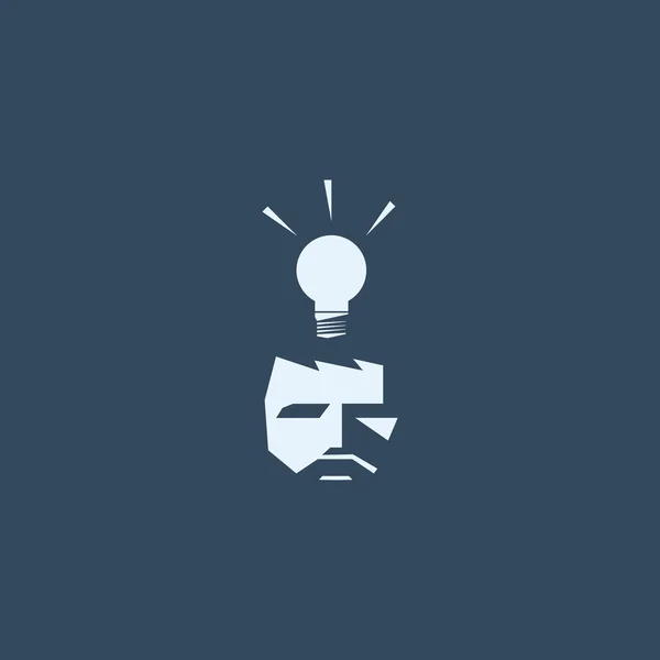 Creativity symbol concept. Business vector background. Man with lightbulb sketch. — Stok Vektör