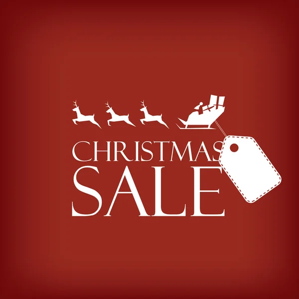 Christmas sale poster. Holiday sales vector template. Santa Claus riding sleigh with reindeer. Price tag for promotional text. — Stok Vektör