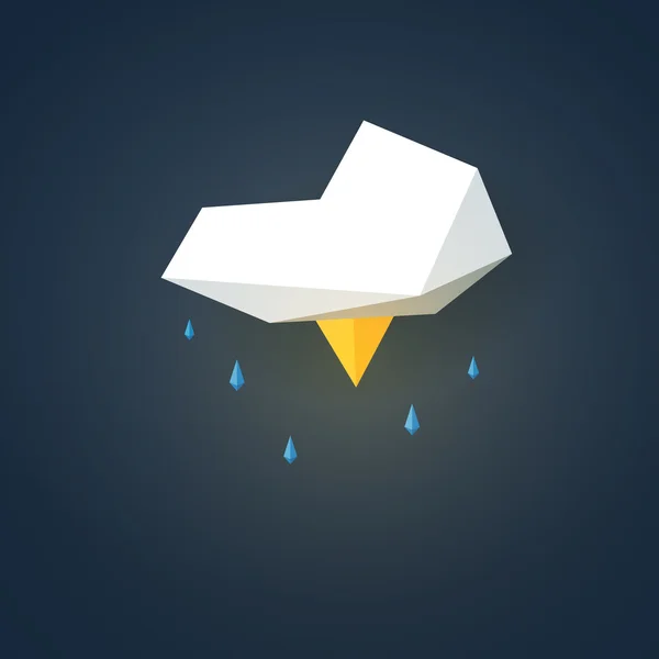 Low poly weather icon. Forecast symbol in modern 3d design. Storm with lightning sign. — Διανυσματικό Αρχείο