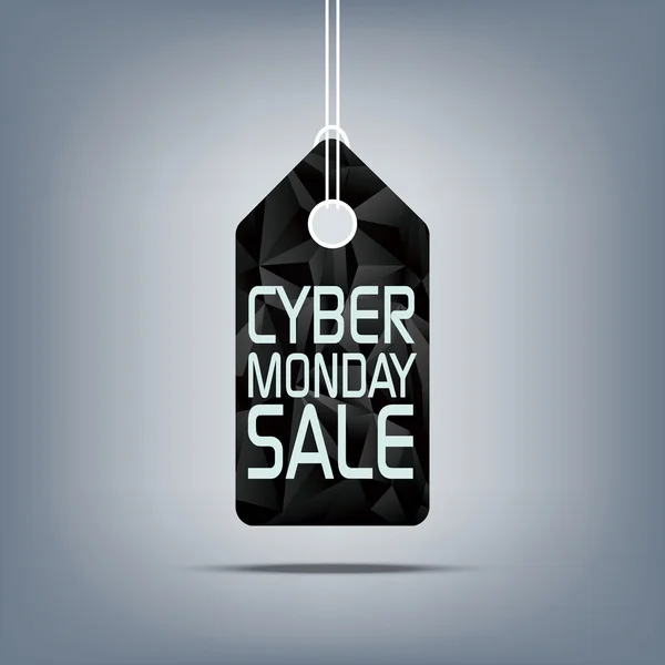 Cyber pondělí prodej cenovka. Nízké poly návrhu obchodní symbol. 3D pozadí polygonální tvar. — Stockový vektor