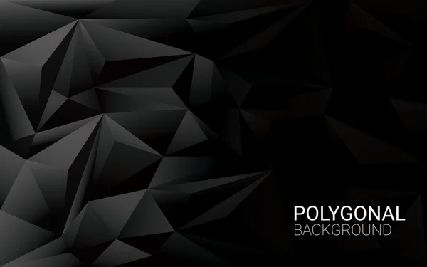 Low poly black background. 3d polygonal vector wallpaper with space for text. — Stock vektor