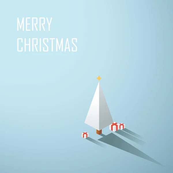 Low poly christmas snowy tree background. Traditional xmas symbol in modern minimalistic simple clean design. Holiday card vector template. — Wektor stockowy