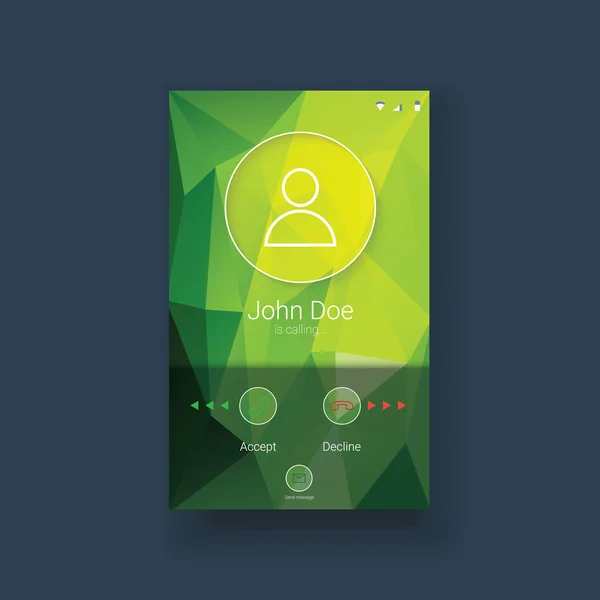 Plantilla móvil ui con iconos para la pantalla de llamada. Diseño de iconos de línea moderna sobre fondo de poli bajo . — Vector de stock