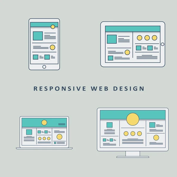 Diseño web sensible maqueta plantilla vector de fondo. Smartphone, tableta, diseño del sitio web del ordenador . — Archivo Imágenes Vectoriales