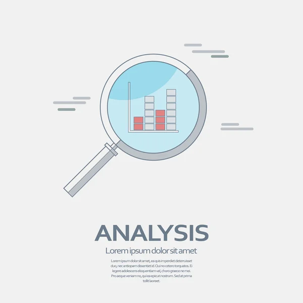 Geschäftsanalyse-Symbol mit Lupe und Diagramm. — Stockvektor