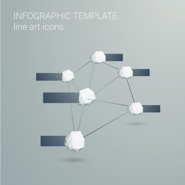 Soyut çokgen 3B şekillerin düşük Poli infographics şablonu. Senin metin için yer.