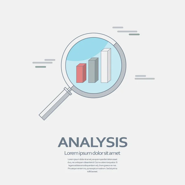 Symbole d'analyse d'entreprise avec icône de ligne de verre grossissant et graphique . — Image vectorielle