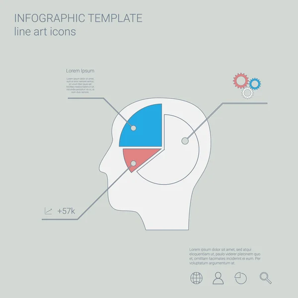 Cirkeldiagram infographics mall i moderna linje ikon design. Business presentation layout med menyalternativ. — Stock vektor