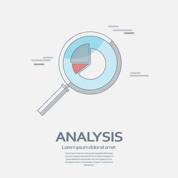 Üzleti elemzés szimbólum nagyító sor ikon és kördiagram. — Stock Vector