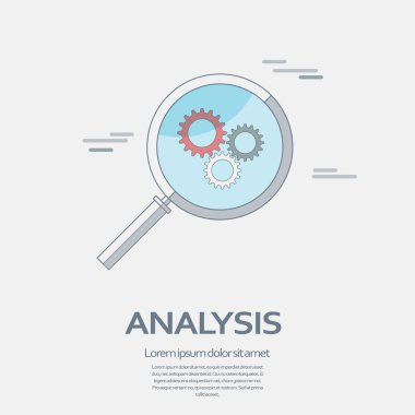 İş analizi simgesiyle Büyüteç satırı simgesi ve grafik.