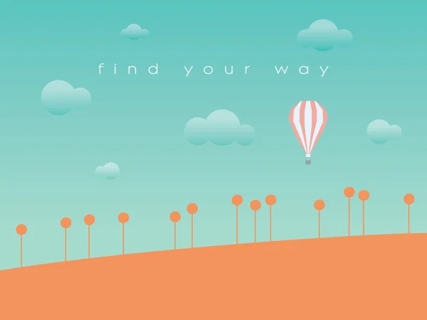 Hot air balloon flying over landscape vector abstract background. — 스톡 벡터