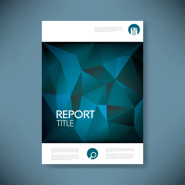 Report cover template for business presentation or brochure. Dark elegant green blue low poly vector background. — Stockový vektor