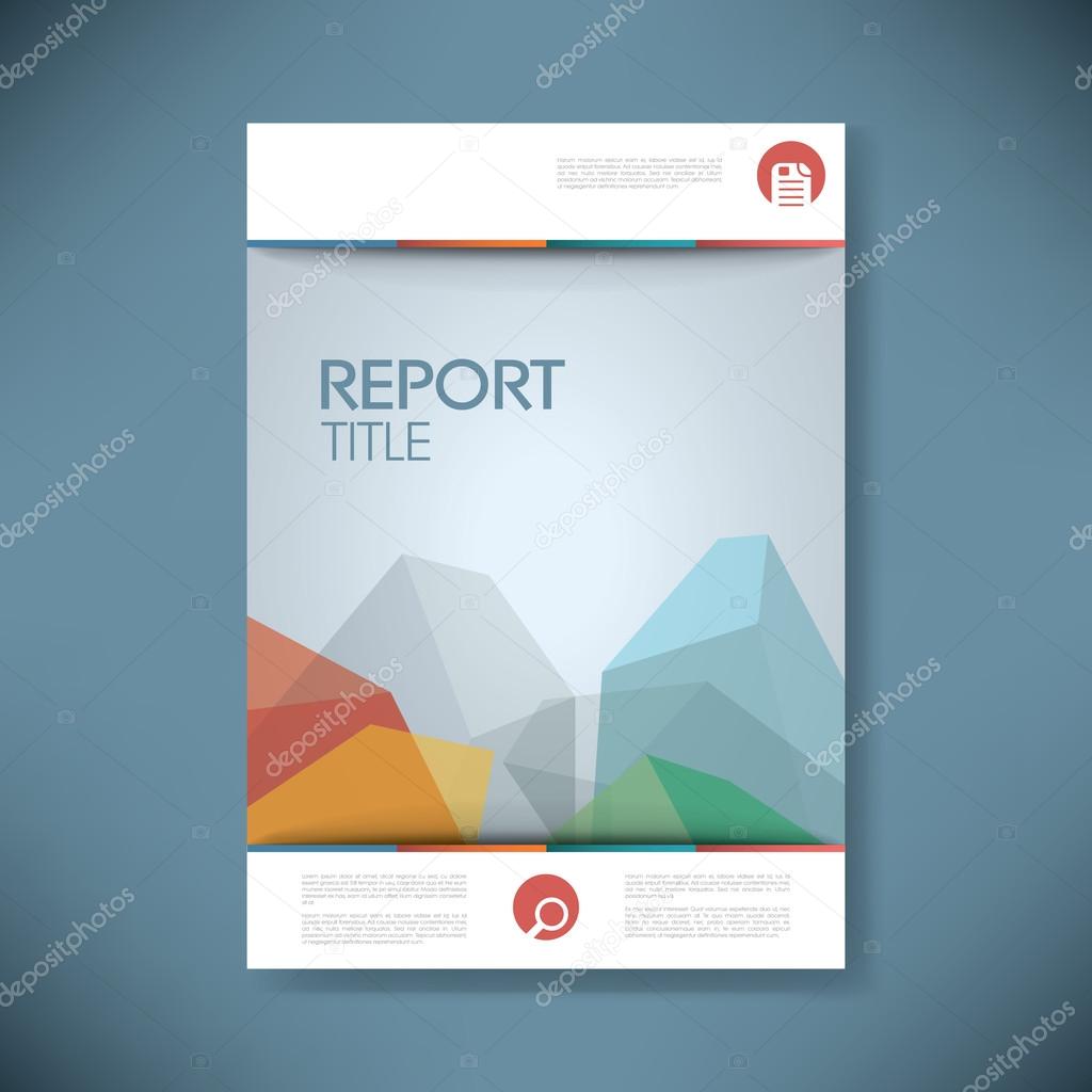 Report cover template for business presentation or brochure. Colorful low poly vector background.