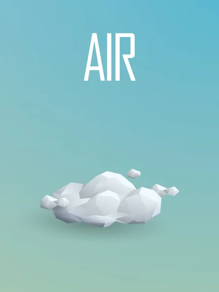 Symbole de l'élément Air dans un design moderne low poly. Signe vectoriel nuage polygonal . — Image vectorielle