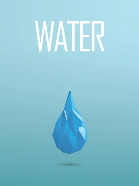 Water element icon symbol in modern low poly design. 3d polygonal blue drop vector sign. — ストックベクタ