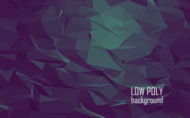 Low poly 3d abstract vector background. Dark purple, green color combination for mystic underwater style.