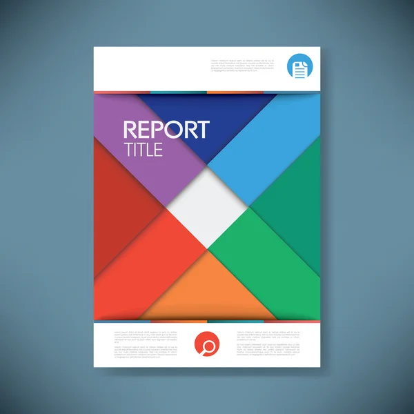 Report cover template for business presentation or brochure. Vibrant and colorful material design style vector background. — Stockvector