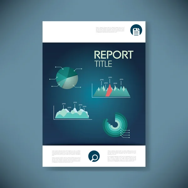 Report cover template for business presentation or brochure. Data analysis pie chart and graphs in material design style vector background. — ストックベクタ