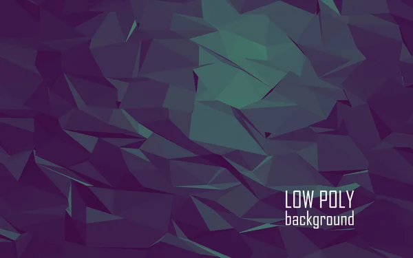 Low poly 3d abstract vector background. Dark purple, green color combination for mystic underwater style. — Stockvector