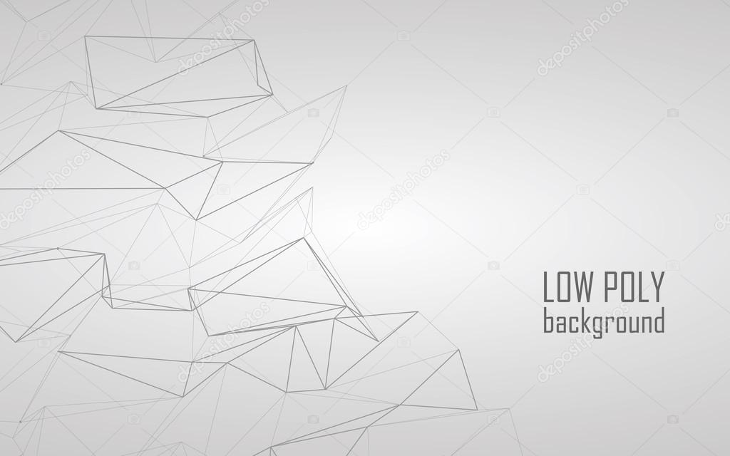 Low poly 3d abstract vector background. Line art design for sketchy technology look.