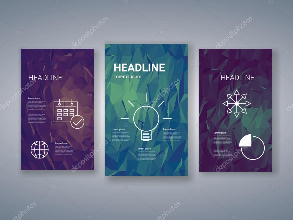 low poly colorful background set with business charts, graphs low poly colorful background set with business charts, graphs, Low Poly Business Presentation Template, Presentation templates