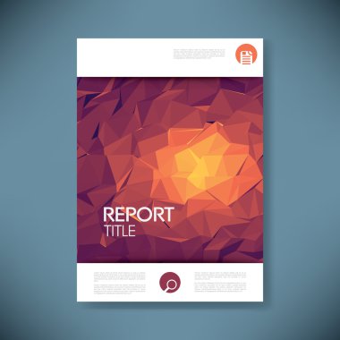 Report cover template with 3d low poly vector background. Business brochure or presentation title page.