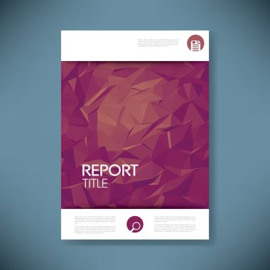 Report cover template with 3d low poly vector background. Business brochure or presentation title page.