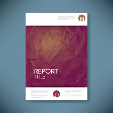 Report cover template with 3d low poly vector background. Business brochure or presentation title page.