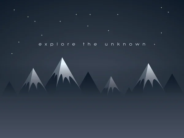 Bajo poli montañas noche paisaje vector fondo con estrellas en el cielo. Símbolo de exploración, descubrimiento y aventuras al aire libre . — Vector de stock