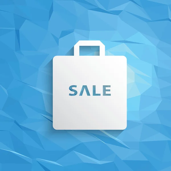 Símbolo de venda de inverno de saco de compras e texto sobre fundo vetor baixo azul poli . — Vetor de Stock