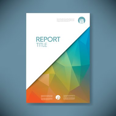 Report cover template with low poly background. Business brochure document layout for company presentations.