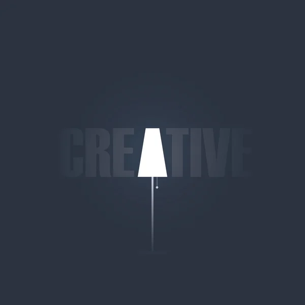 Creativity concept with creative typography and symbol of lamp. Idea abstract banner background. — Stockový vektor