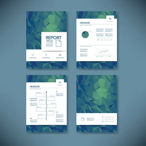 Business report template with low poly background. Project management brochure document layout for company presentations. — Stok Vektör