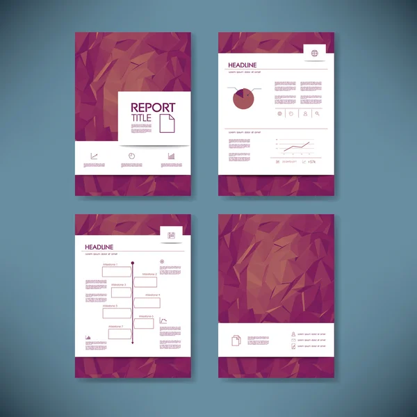 Business report template with low poly background. Project management brochure document layout for company presentations. — Stockový vektor