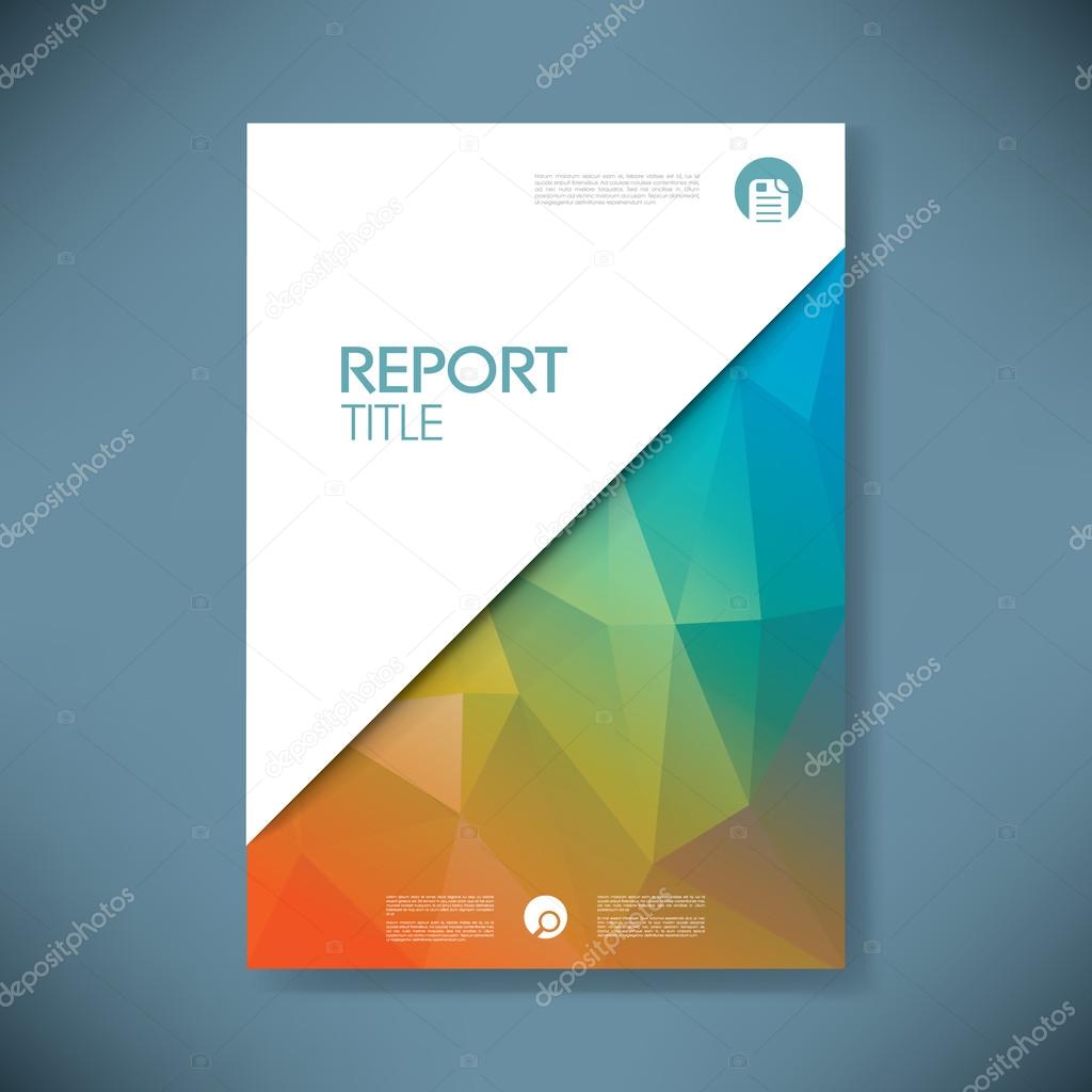 Report cover template with low poly background. Business brochure document layout for company presentations.