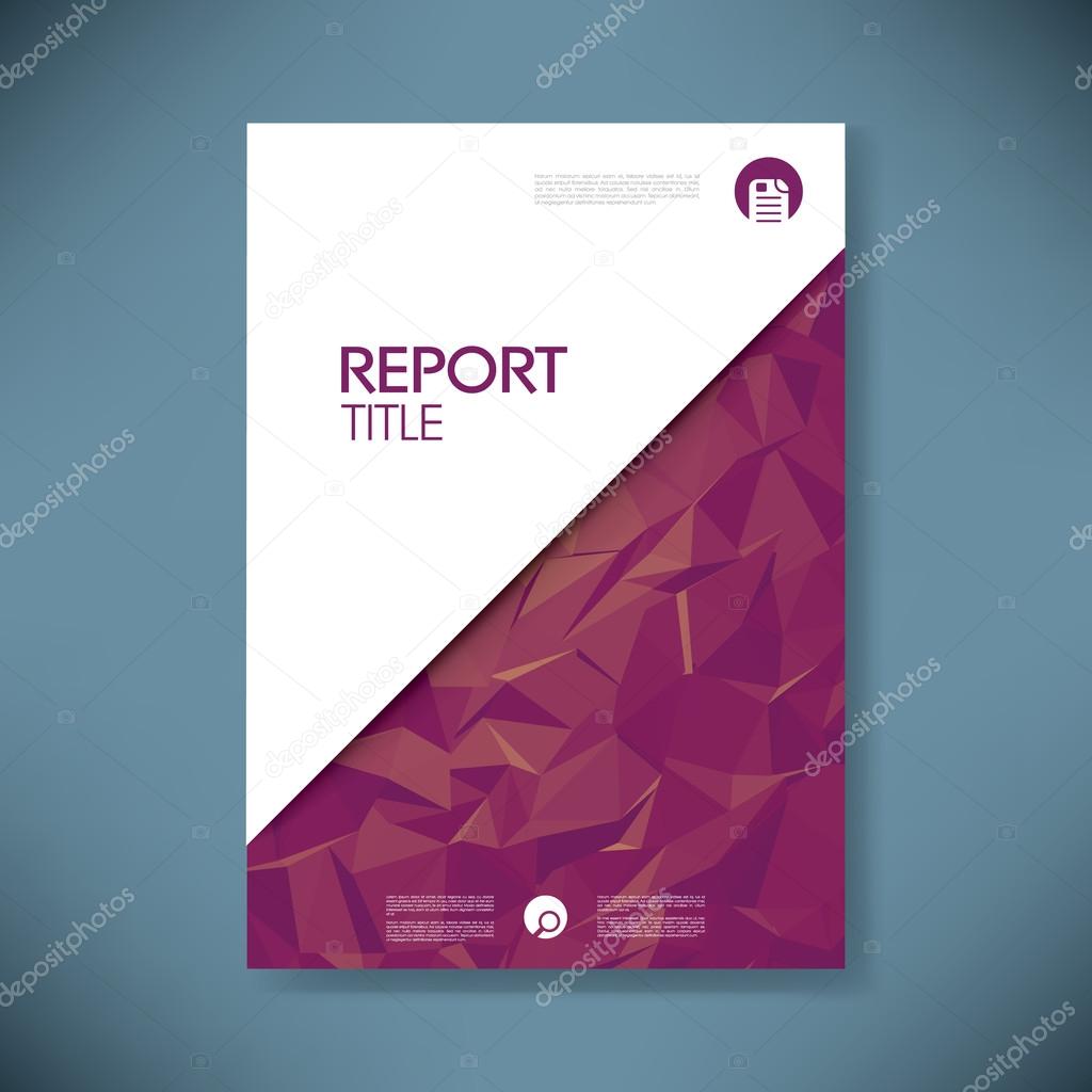 Business report cover with low poly design vector background. Paper document for company data presentation.