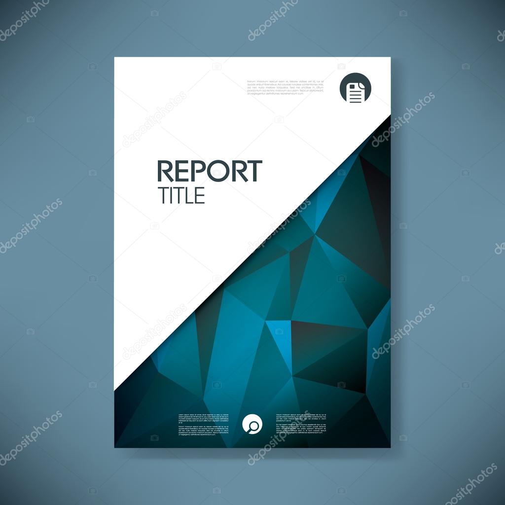 Report cover template with low poly background. Business brochure document layout for company presentations.