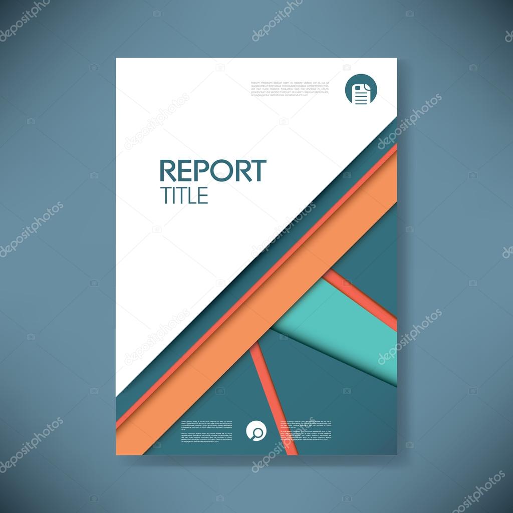 Business report cover template on blue material design background. Brochure or presentation title page.