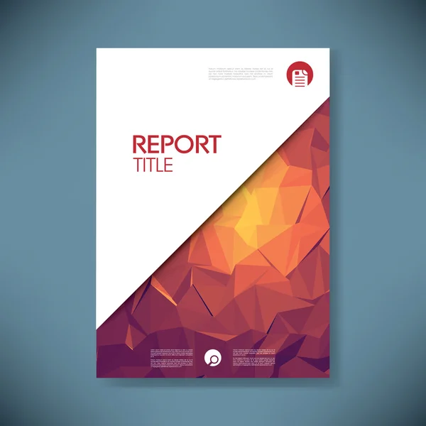 Business report cover template on green low poly background. Brochure or presentation title page. — Stockvector