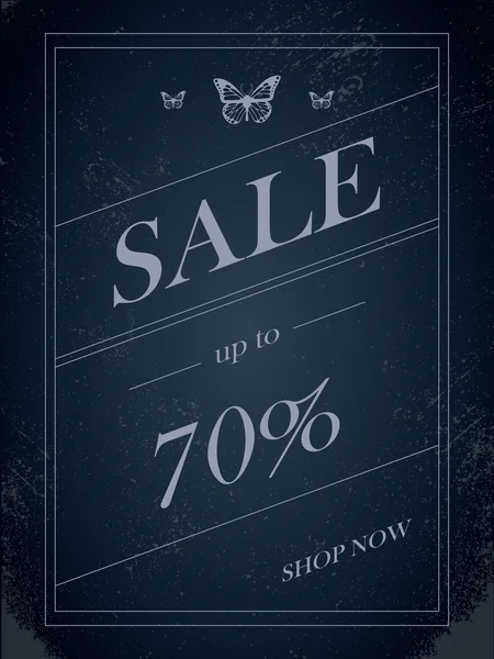 Sales banner on dark background with elegant typography for luxury sales offers in fashion. Vintage grunge discounts background. — Stockvector