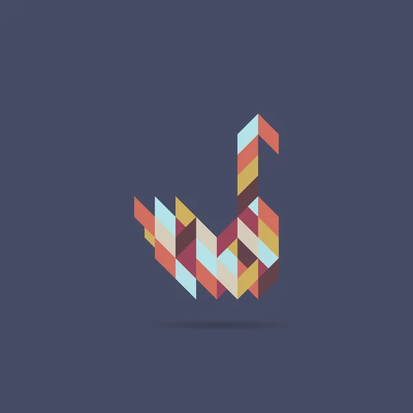 Abstract swan shape in polygonal style. Natural symbol of bird, modern design pattern. — 스톡 벡터