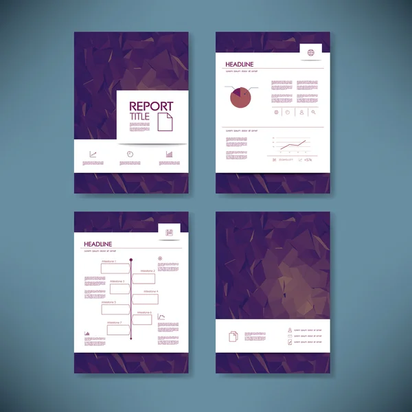 Business annual report template infographics data analysis layout for presentation. Finance icons and graphs  with pie chart, timeline on low poly background. — Stockový vektor