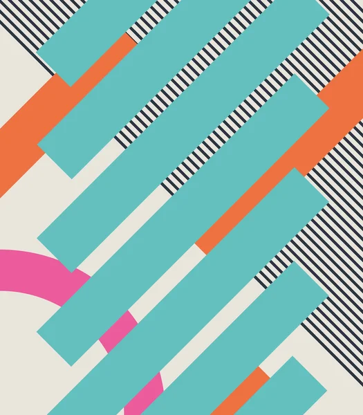 Abstract retro 80s background with geometric shapes and pattern. Material design. — Stockvector