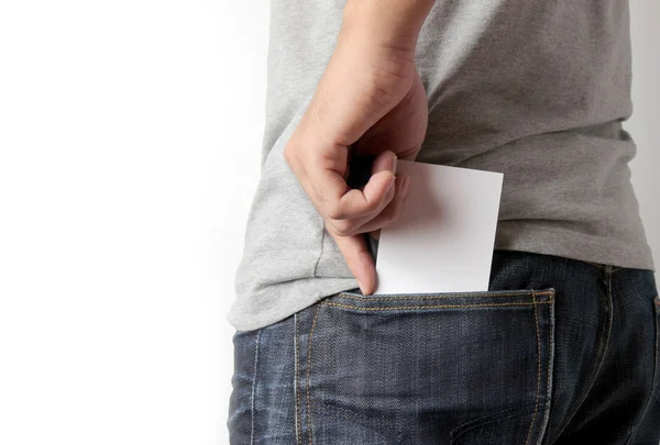 Man pulling a card — Stock Photo, Image