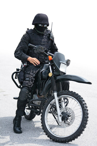man in black on motorcycle