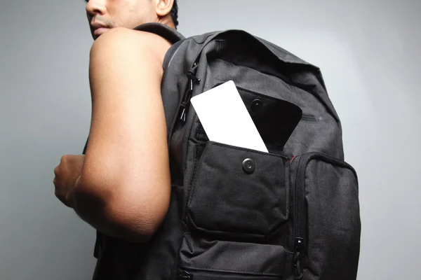 Young man with backpack — Stock Photo, Image