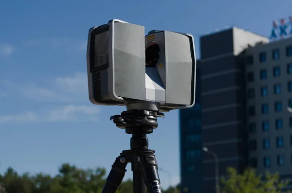 Laser Scaner Gör Sin Högkvalitativa Bra Jobb Sommardag — Stockfoto