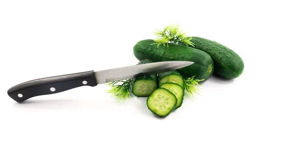 Komkommers Witte Achtergrond Foto Voor Menu Samenstelling — Stockfoto