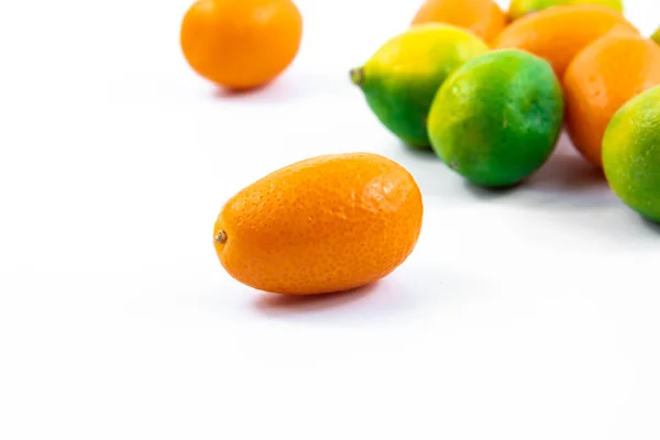 Serie Fotos Kumquat Limequat Hermosas Composiciones Para Menús Sitios Platos — Foto de Stock